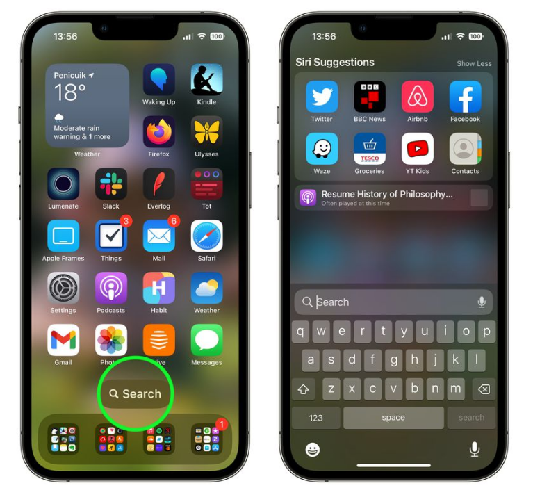 前锋苹果手机维修分享升级到 iOS 16 后，如何删除主屏幕上的搜索按钮 