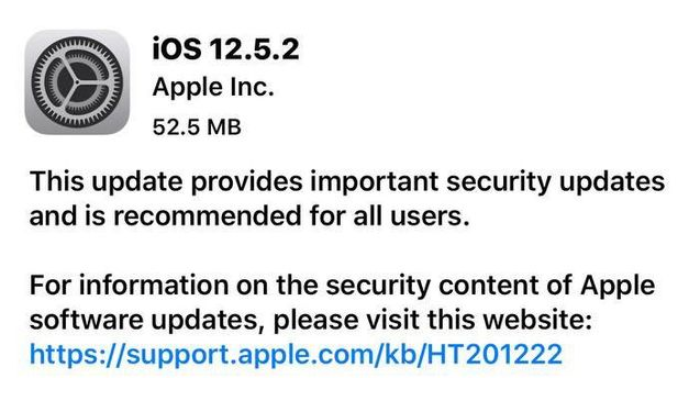 前锋苹果手机维修分享iOS12.5.2发布，建议所有老苹果用户安装 